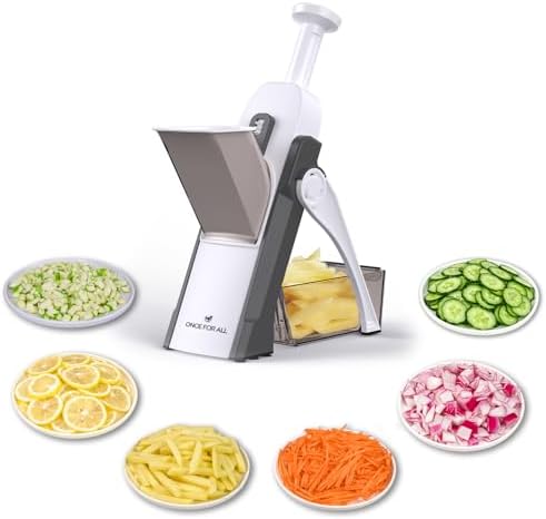 ONCE FOR ALL Safe Mandoline Slicer Kitchen, All in 1 Vegetable Slicer, Gray