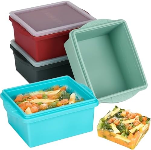 2‑Cup Silicone Freezer Trays with Lids, Silicone freezer molds, 4 Pack