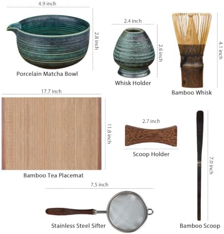 Matcha Set, 7-Piece Matcha Whisk Set with Bowl & 100-Prong Whisk