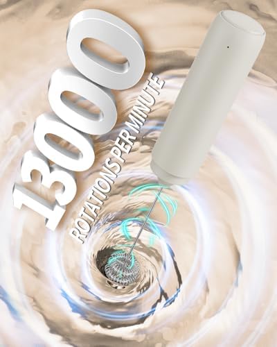 CIRCLE JOY Portable Rechargeable Milk Frother Handheld, Dual Spring Whisk Electric Coffee Frother Wand Drink Mixer for Matcha Lattes Cappuccino, Kitchen Gifts, Beige