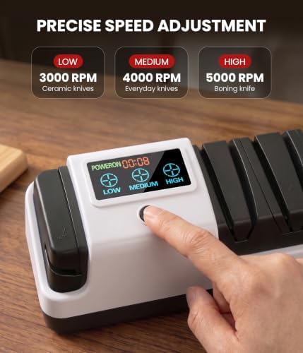 Newise Electric Knife Sharpener for Kitchen Knives, 3-Stage, White