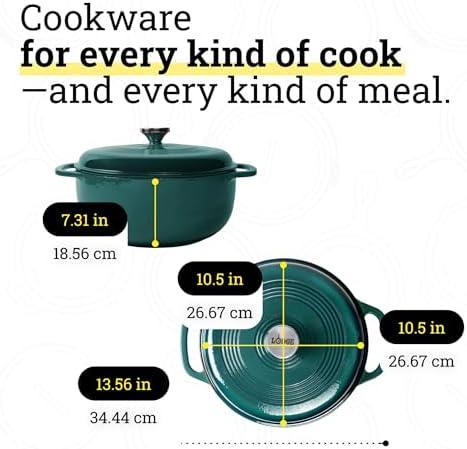 Lodge Essential Enamel Cast Iron Dutch Oven, 6 Quart, Lagoon