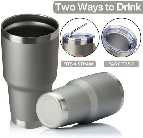 MEWAY 30oz Tumbler Double Wall Vacuum Insulated Travel Mug, Stainless Steel Tumbler with Lid, Durable Powder Coated Insulated Coffee Cup for Cold & Hot Drinks (Cold Grey,1 PACK)