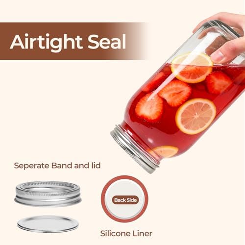 ComSaf 64 oz Wide Mouth Mason Jars 3 Pack, Half Gallon Glass Jars with Lids