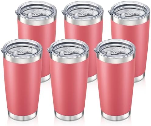 20oz Tumbler Bulk with Lid Stainless Steel Tumblers, 6 Pack