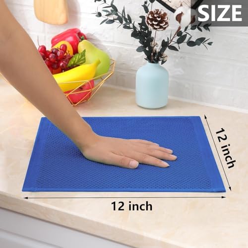 Homaxy 100% Cotton Waffle Weave Kitchen Dish Cloths 18-Pack, Blueberry