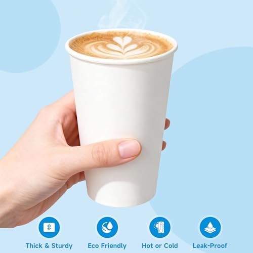 RACETOP Disposable Paper Coffee Cups 16 oz 500 Pack