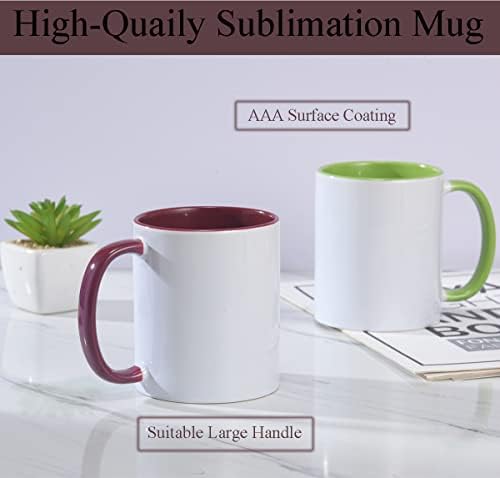 ABBSH Ceramic Sublimation Mugs, 11oz, 12Pack, Assorted Colors, Microwave Safe, Dishwasher Safe