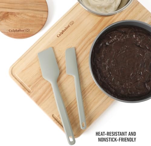 Calphalon Prime Scraper Set, 2-Piece Silicone Kitchen Scraper Set, Flexible Baking & Cooking Scrapers, Heat-Resistant Nonstick-Safe Tools with Ergonomic Handles, Taupe