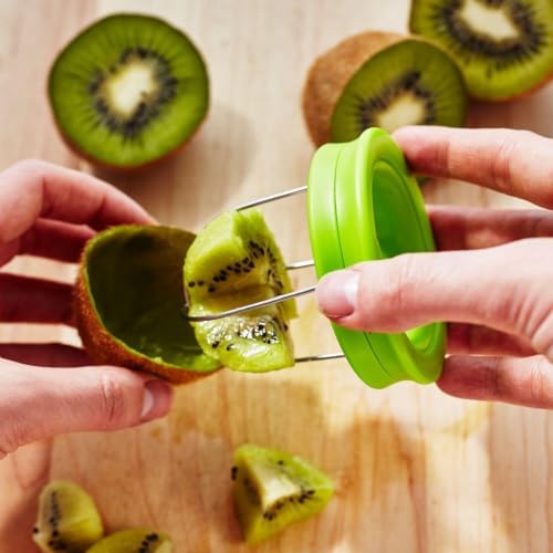Tovolo Kiwi Peeler and Slicer - 2-in-1 Fruit Prep Tool for Quick Meal Prep & Healthy Eating, Easy Grip Handle, Durable Stainless Steel, BPA-Free, Dishwasher Safe
