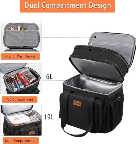 GLENKEY Expandable Lunch Box Insulated Leakproof Cooler Bag Work Outdoor