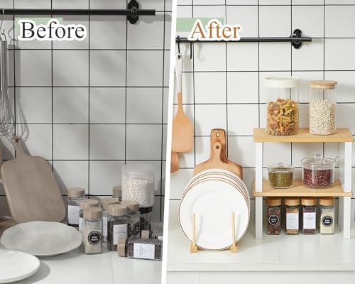 4 Pcs Kitchen Organizer Accessories Set for Cabinet, Wood, 11.8 x 7.9''