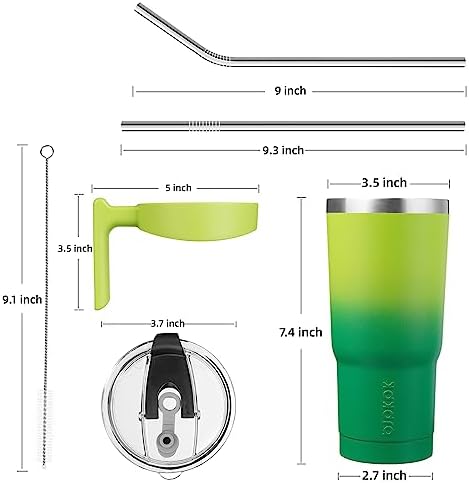 BJPKPK 20 oz Tumbler with Handle & Straw, Insulated Stainless Steel Mug