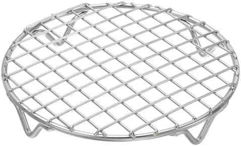 uxcell Round Cooking Rack 5.9 Inch Dia Stainless Steel Wire Cooling Steamer Rack for Baking Canning Cooking Roasting Cooling Grilling Drying, Silver