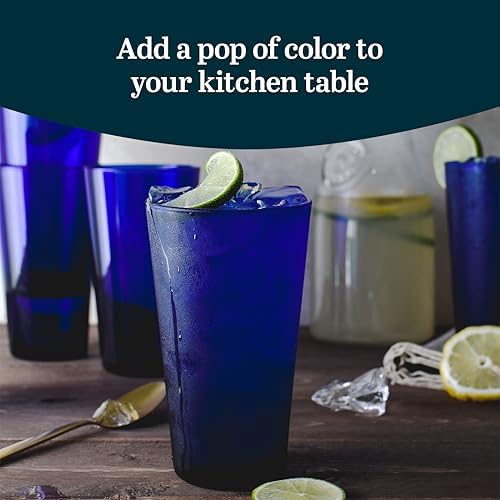 Libbey Cobalt Flare Blue Drinking Glasses Set of 8, Glass Cups