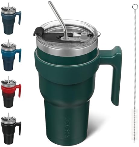 BJPKPK 30 oz Tumbler with Handle & Straw, Insulated Stainless Steel Mug