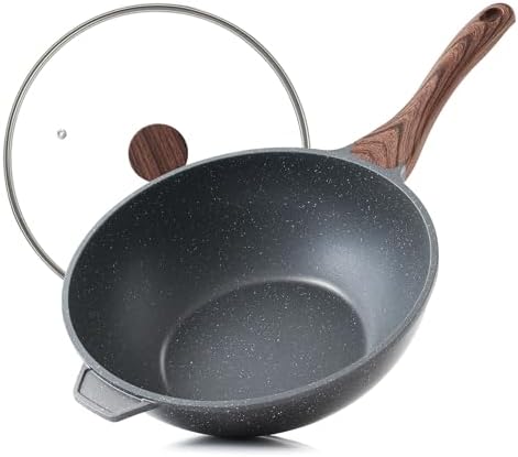 SENSARTE Nonstick Wok Pan with Lid 11Inch, Healthy Stir-fry Pan Chef's Pan