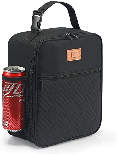 DIRGEE Lunch Box for Men Insulated Lunch Bag for Women Adults Small Lunch Bag for Office Work Lunch Bag For Men - Leakproof Freezable Cooler Bag Reusable Portable Lunch Box (Black)