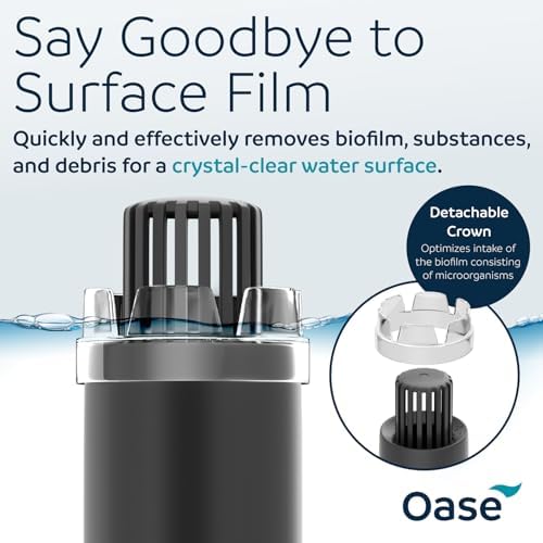 OASE CrystalSkim 350 Surface Skimmer for Freshwater and Marine Aquariums – Compact Internal Filter for Film Oil and Debris Removal, Quiet, Adjustable Flow, Shrimp-Safe, for Tanks up to 92 Gal / 350 L