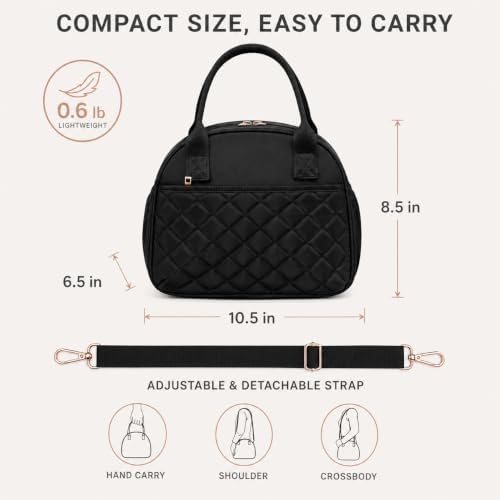 BTOOP Lunch Box for Women, Quilted Insulated Lunch Bag with Shoulder Strap