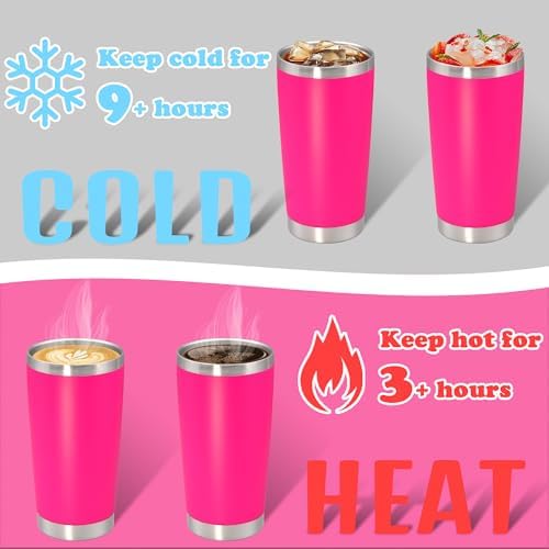 20 oz Tumbler Insulated Tumblers Stainless Steel Coffee Mug,Hot Pink 6PCS