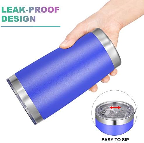 VEGOND 20oz Tumbler with Lid and Straw Stainless Steel Tumbler Cup Bulk Vacuum Insulated Double Wall Travel Coffee Mug Powder Coated Coffee Cup, Blue, 6 Pack