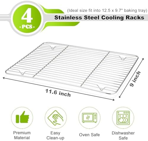 P&P CHEF 4 Pcs Baking Wire Rack for Cooling, 11.6 Inch