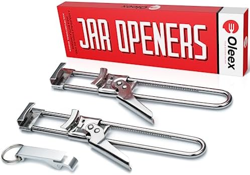 Oleex Jar Opener for Weak Hands (x2) with Keychain Bottle Cap Opener. Easy Seniors Arthritis, Kids Openers. Gripper Tight Lid Opener, Kitchen Gadgets