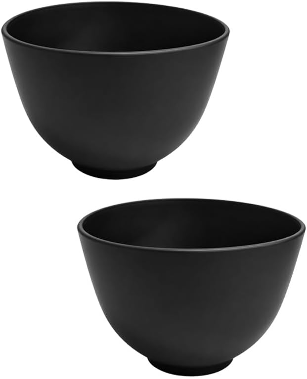 2Pcs Silicone Facial Mask Mixing Bowl Set, Black Flexible Face Mask Bowls for DIY Skincare, Mud Mask, Cosmetic Mixing Tool, Reusable Esthetician Supplies for Home Salon Spa Use