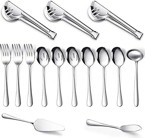 Patelai Serving Utensils Set, Silver, 15 Pieces