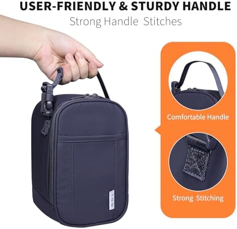NOL Small Insulated Snack Bag Mini Freezable Cooler Pouch 3L fit 3 Cans | Wide-Mouth 6hours Cool & Warm Lightweight Leakproof Nylon Box for Work Travel Navy blue