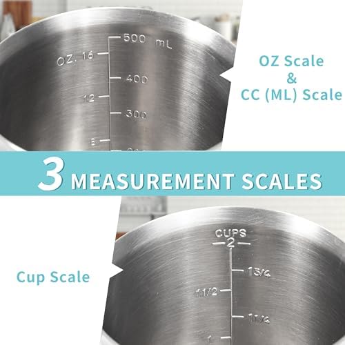 Newness 2-Pack Stainless Steel Measuring Cups Set, Metal Measuring Cup