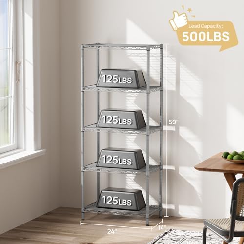SINGAYE 5 Metal Shelves Wire Shelving Storage Shelf Adjustable Unit Pantry