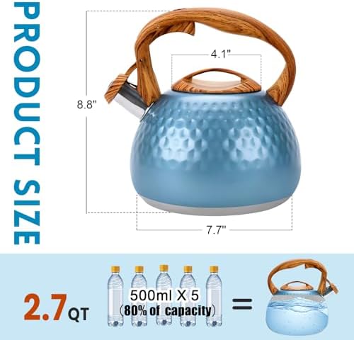 GGC Whistling Tea Kettle for Stove Top, 3.2QT/3L Stainless Steel Tea Kettle