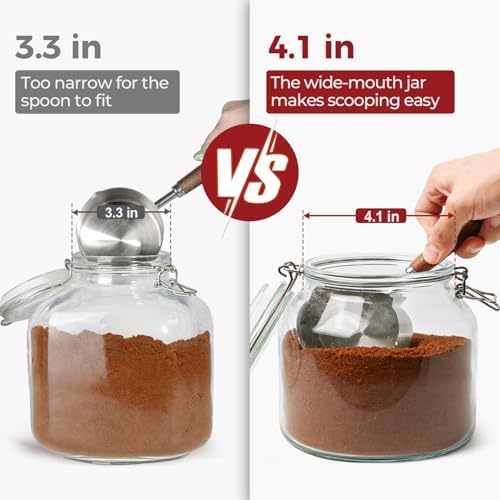 Glass Jars with Airtight Lids 0.6 Gallon 2 Pack Kitchen Canisters