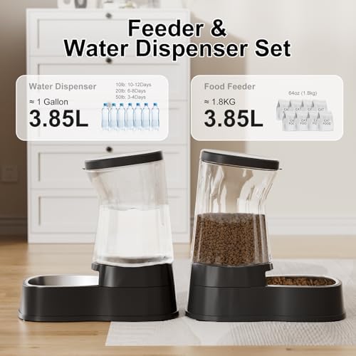 Automatic Dog Water Dispenser & Feeder Food Set, 304 Stainless Steel Bowls