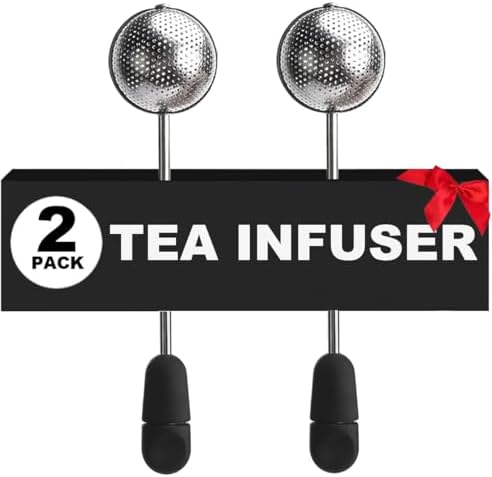 2pack Tea Ball, tea infuser for loose leaf tea, tea strainers for loose tea, stainless steel tea strainer, loose leaf tea steeper, easy clean, tea fine mesh strainer reusable-A (Black)