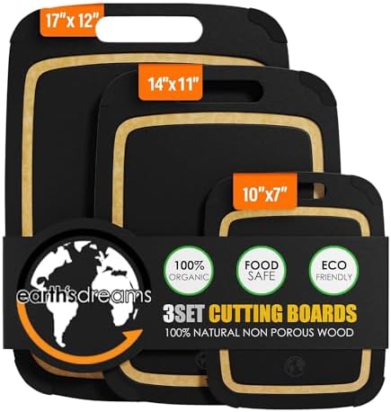 Composite Wood Cutting Board Set of 3, Built In Juice Groove
