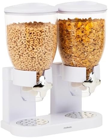 Mind Reader Double Dry Food Dispenser, 2 x 3.5L Countertop Containers for Cereal, Granola, Candy, Rice, and Coffee Beans