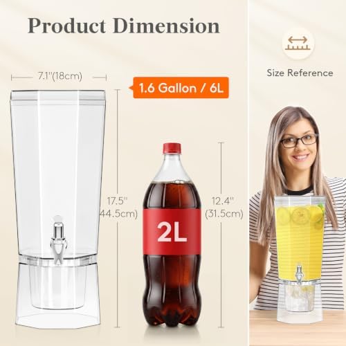 Lifewit 1.6 Gallon Drink Dispenser for Party with Leak-Proof Spigot, 1 Pc