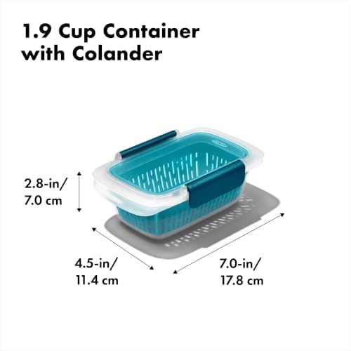 Prep & Go Fruit Storage Container with Colander, Teal
