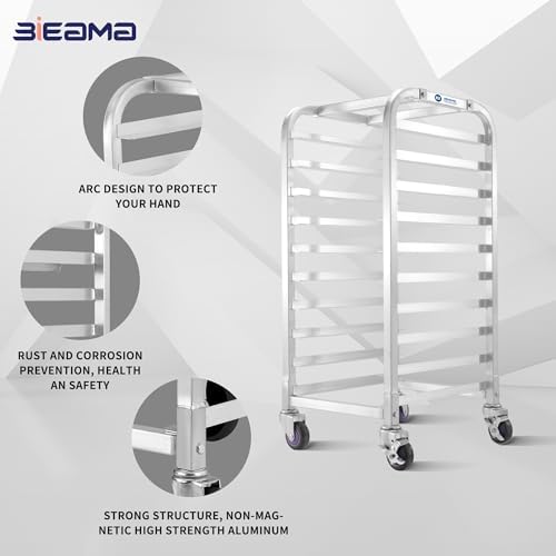 BIEAMA 10-Tier Sheet Pan Rack, NSF Aluminum Bun Pan Rack