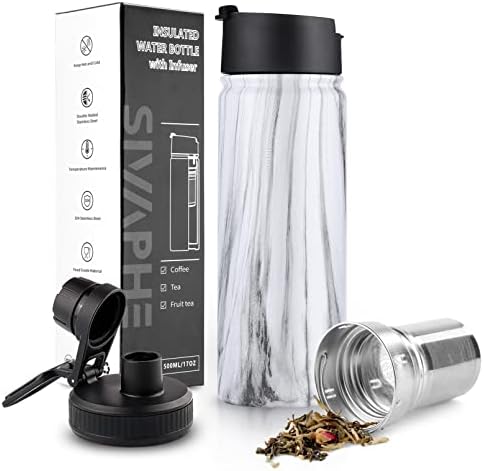 Sivaphe Tea Infuser Bottle With Removable Loose Leaf Filter Stainless Steel Insulated Travel Tea Strainer Tumbler Tea Drinkers Gifts for Men Women