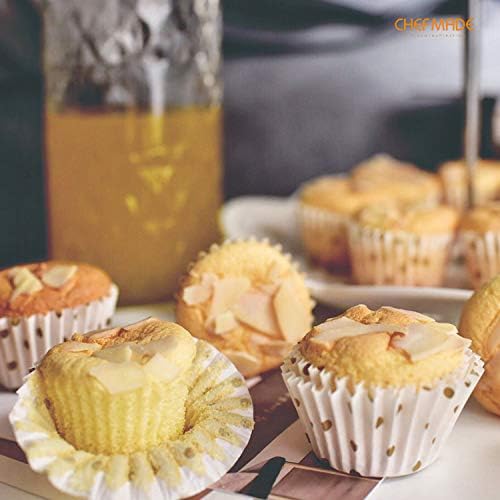 CHEFMADE Mini Muffin Pan, 20-Cavity Non-Stick Tiny Cupcake Pan Bakeware for Oven Baking (Champagne Gold)