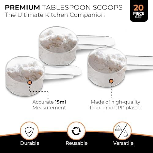 20 Pack Tablespoon Measuring Spoons, 1 Tbsp (15 mL) Plastic Coffee Scoops