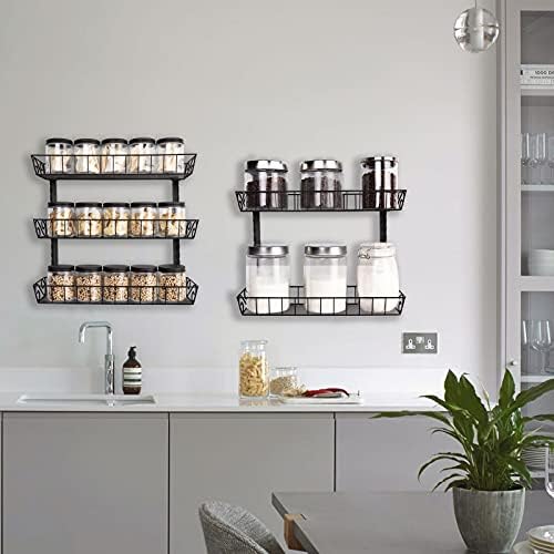 SWOMMOLY Adjustable Wall Mount Spice Rack, 6-Tier Dual-use (Multi-use) Organizer, Black