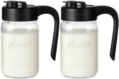 Mason Jar Pitcher, 2 pcs 32 oz (1 quart), Glass Pitcher with Lid