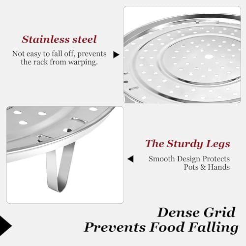 Steamer Rack for Pots, 11.8 inch 304 Stainless Steel Steamer Insert for Pot with Removable Legs, Steaming Rack for Vegetables, Dumplings, Tamales, Seafood