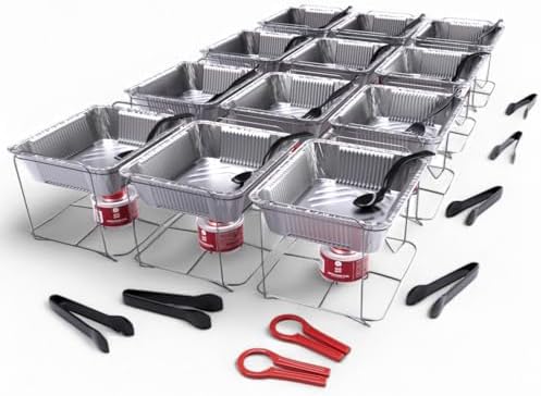 Alpha Living 12-Pack Disposable Chafing Dish Buffet Set with Fuel Cans