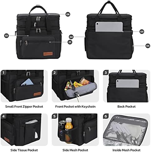 Maelstrom 23L Insulated Lunch Box, Expandable Double Deck Cooler Bag